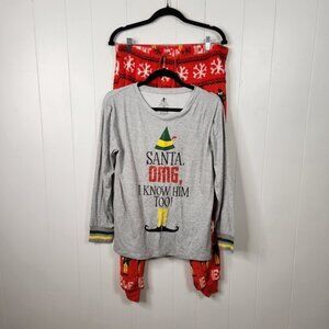 ELF Christmas Movie PJs Sleepwear Pajamas Fleece Womens Size Medium New Cozy
